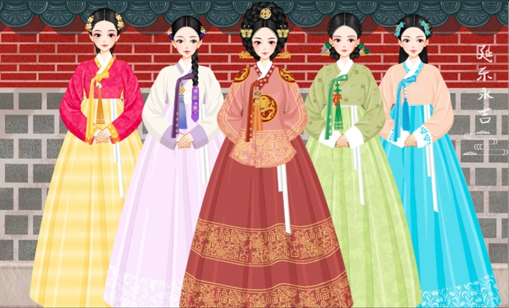 Queen Yang  with her daughter princess mee ray and king concubine so min  and her daughter gi won 