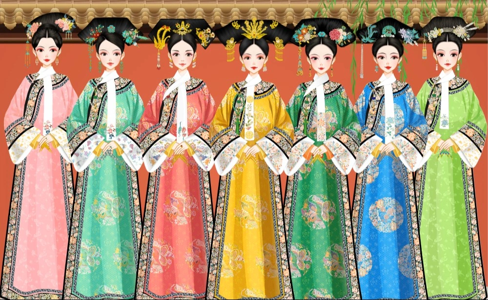 Kỳ Dung Hoa  - Thư Chiêu Nghi - Đức Phi- Hoàng Hậu- Hiền Phi - Ninh Tiệp Dư - Cát Tần 