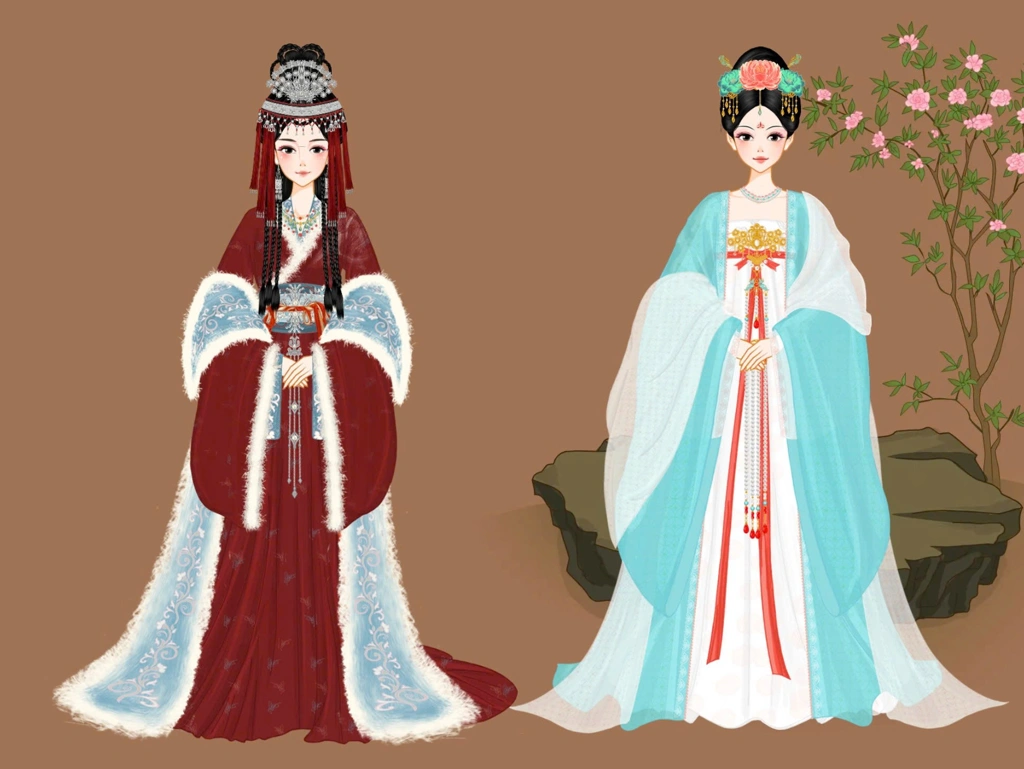 Wang Zhaojun and Wu Cairen (Wu Zetian)